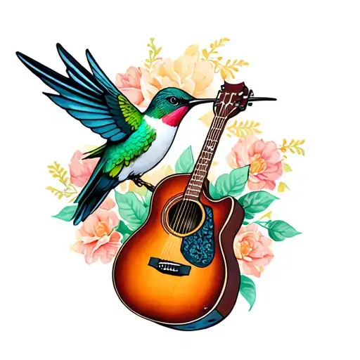 Hummingbird And Acoustic Guitar