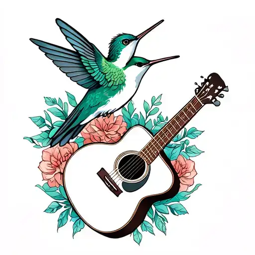 Hummingbird And Acoustic Guitar