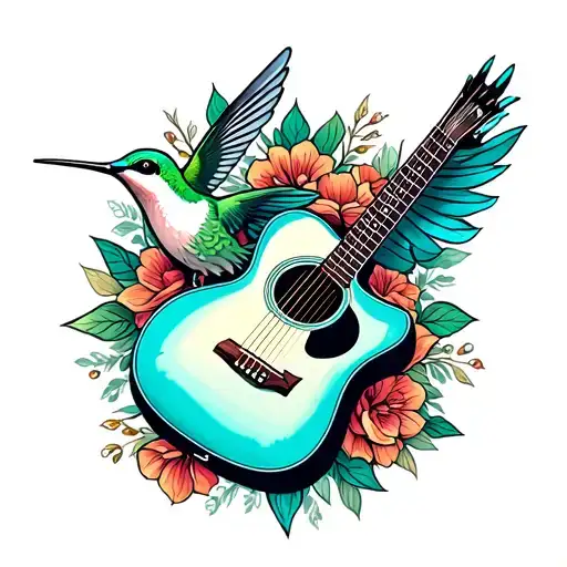 Hummingbird And Acoustic Guitar