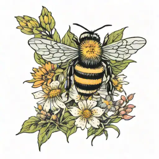 Wildflowers With A Bee Surrounded