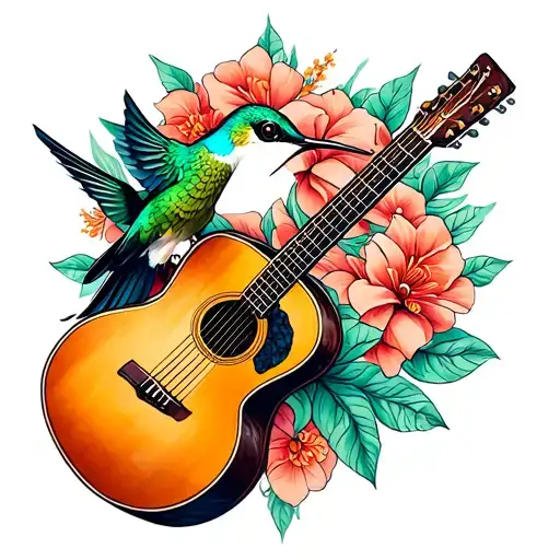 Hummingbird And Acoustic Guitar