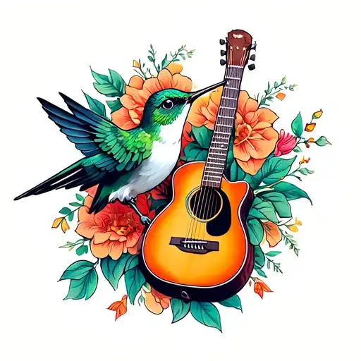 Hummingbird And Acoustic Guitar