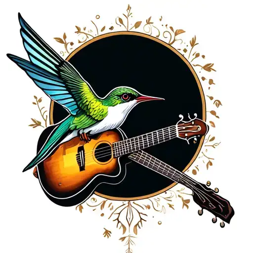 Hummingbird And Acoustic Guitar