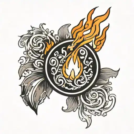 Small Flame Contained Within A Black Circle