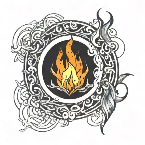 Small Flame Contained Within A Black Circle