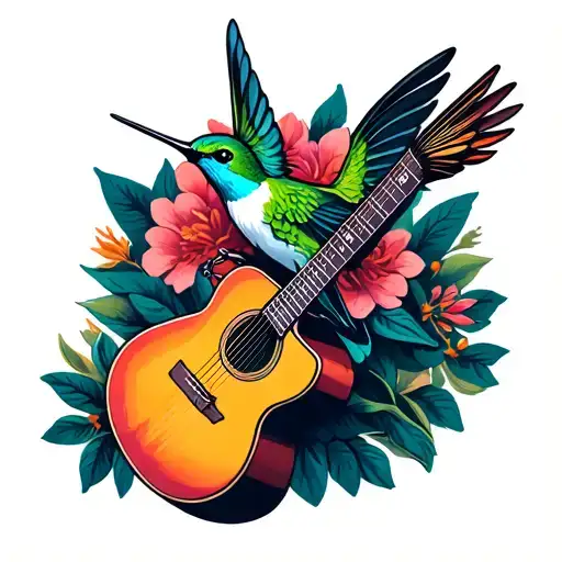 Guitar Acoustic Hummingbird Perched