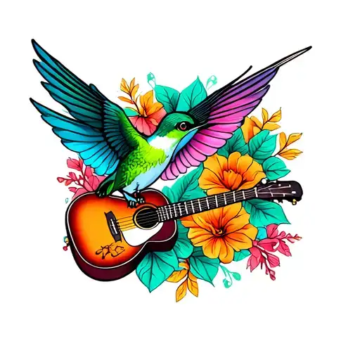 Acustic Guitar Hummingbird Hovering