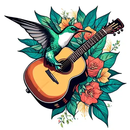 Acoustic Guitar Hummingbird Hovering