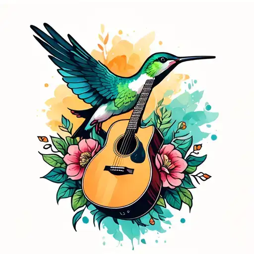 Acoustic Guitar Hummingbird Hovering