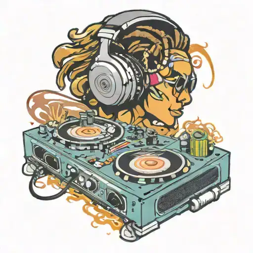 Hip Hop Graffiti Style Dj Deck With Headphones