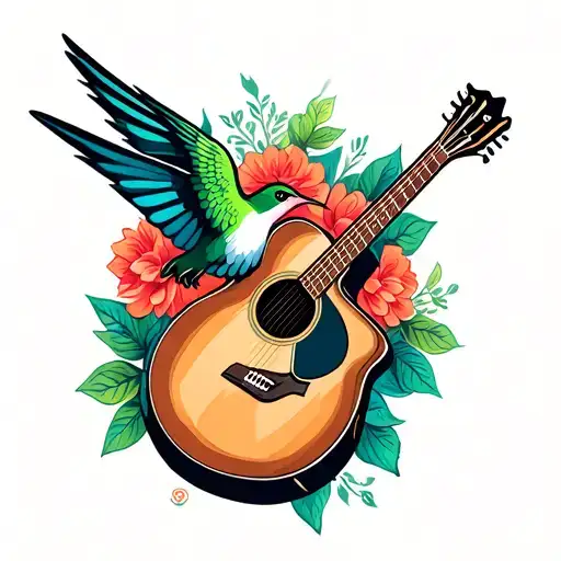 Acoustic Guitar Hummingbird Hovering