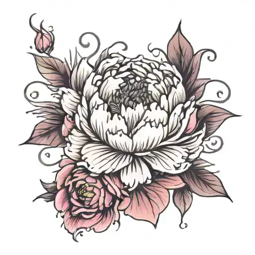 Peony With Mandala Tattoo Design