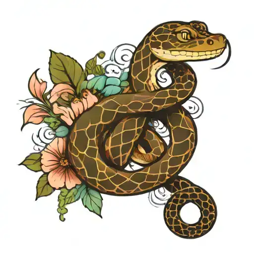Snake And Flowers Intertwined