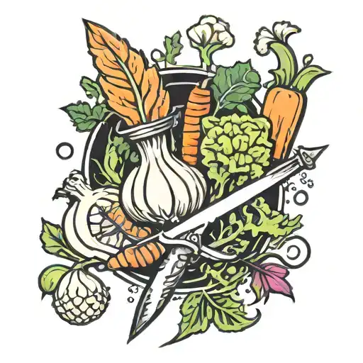 Garlic Onion Celery Carrot Kale Knife