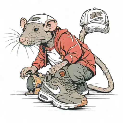 Rat Wearing Nike Air Max Trainers And A Cap