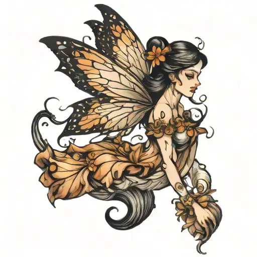 Fairy Flying From The Side View