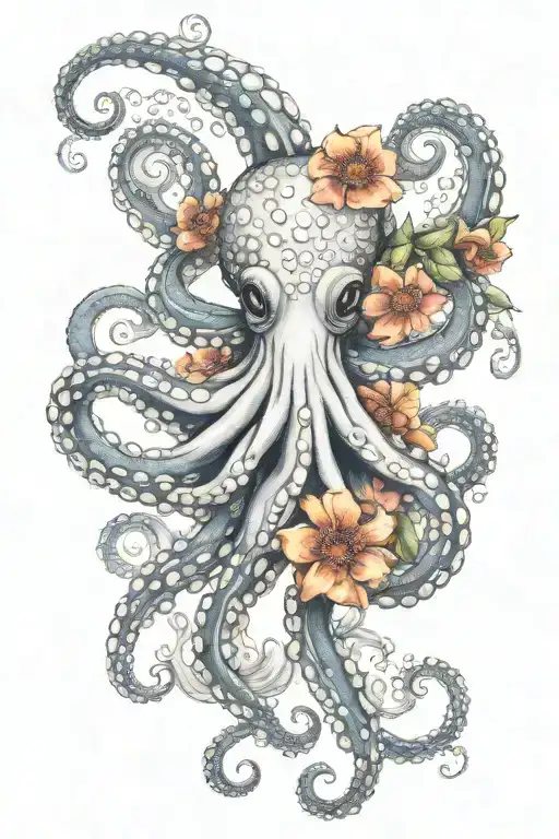 Octopus Hugging Flower Mandala