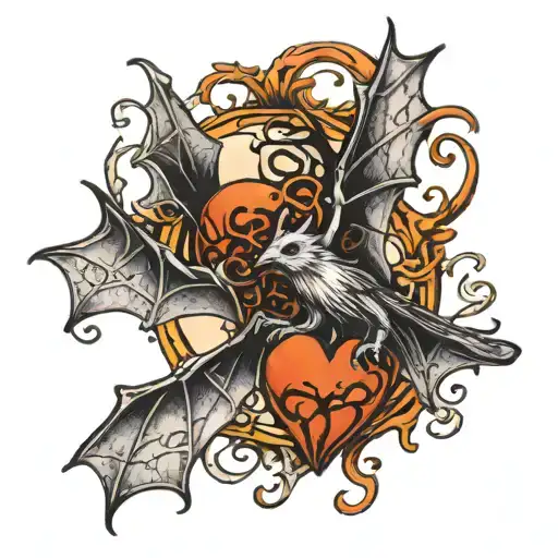 Haunt Me Spooky Heart Bat Webs Entwined