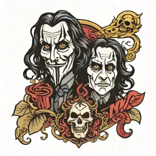 Comedy And Tragedy Masks With Professor Snape's Shadow