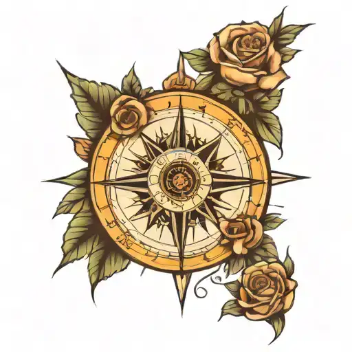 Compasses With Roses With Thorns