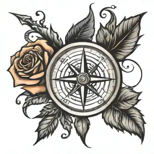 Compasses With Roses With Thorns