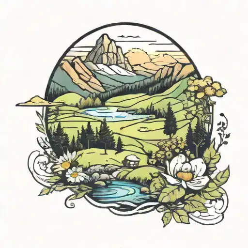 A Peaceful Valley With Meadow