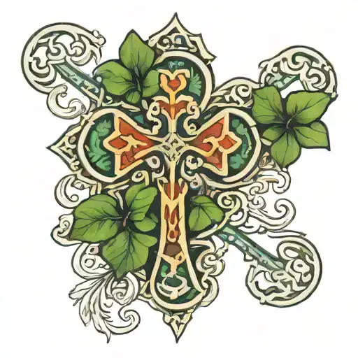 Cross An Shamrock Intertwined