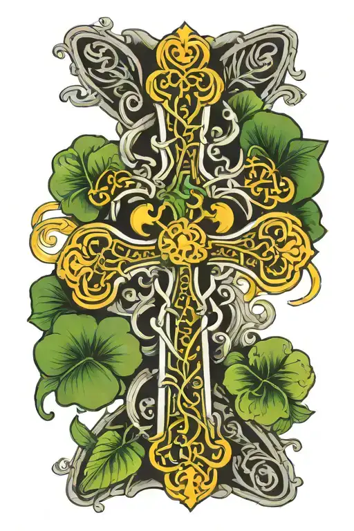 Cross An Shamrock Intertwined