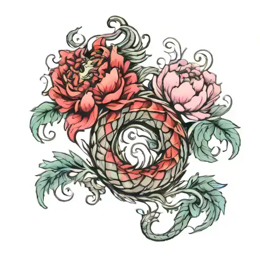 Slavic Dragon With Peonies