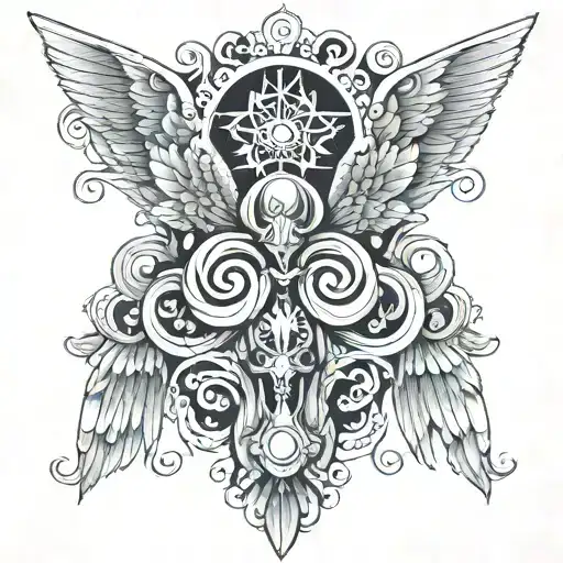 Wings Tattoo Design Featuring