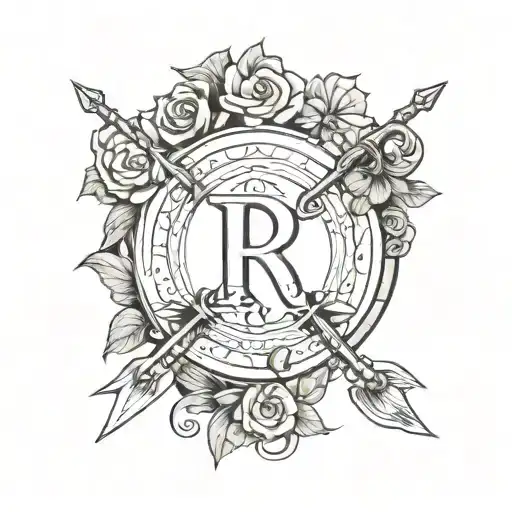 Balance Letter R And M On Each Side And A Bow And Arrow
