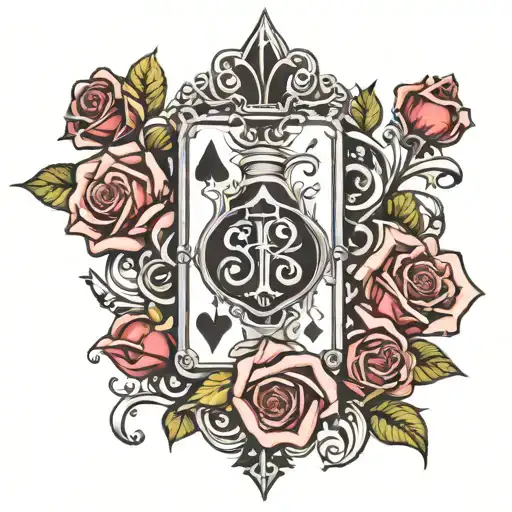 Queen Of Club And Queen Of Spades With Roses