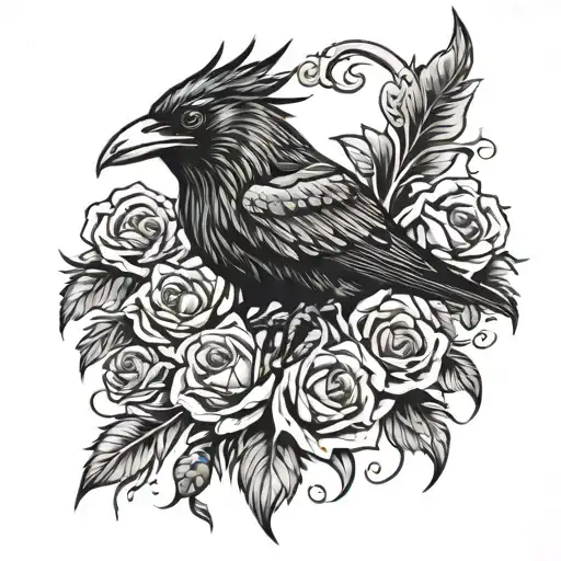 Raven Headdress Made Of Roses