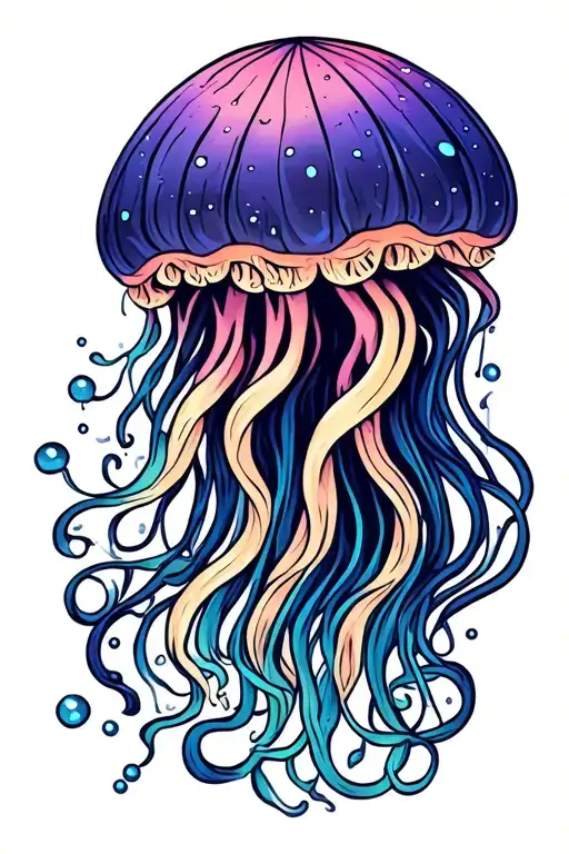 Neo Traditional Jellyfish Tattoo Design