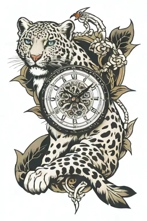 Clock Crosshair Snow Leopard Surrounded