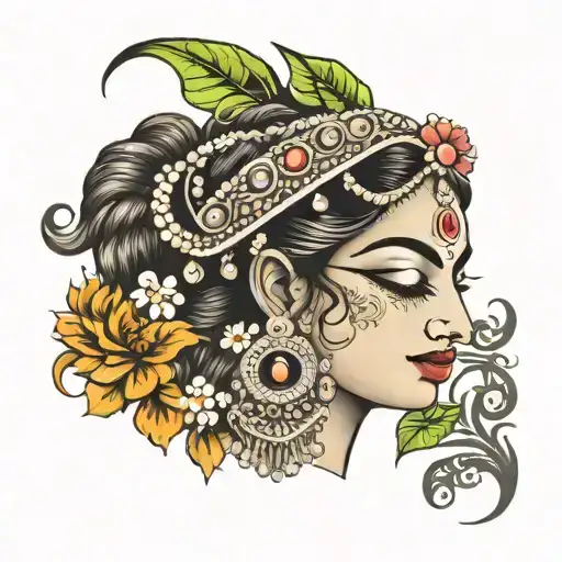 Radha Face With Radha Name In Hindi Text