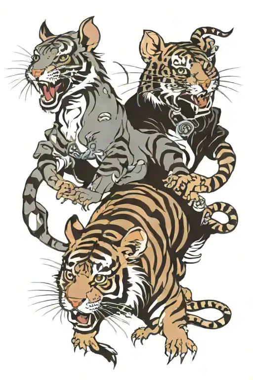 Chinese Zodic Rat And Tiger