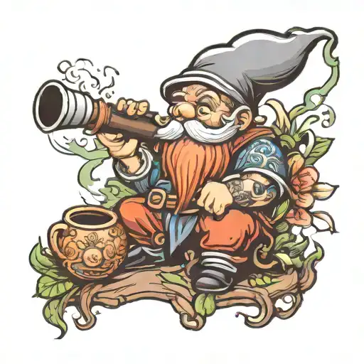 Garden Gnome Smoke An Long Pipe