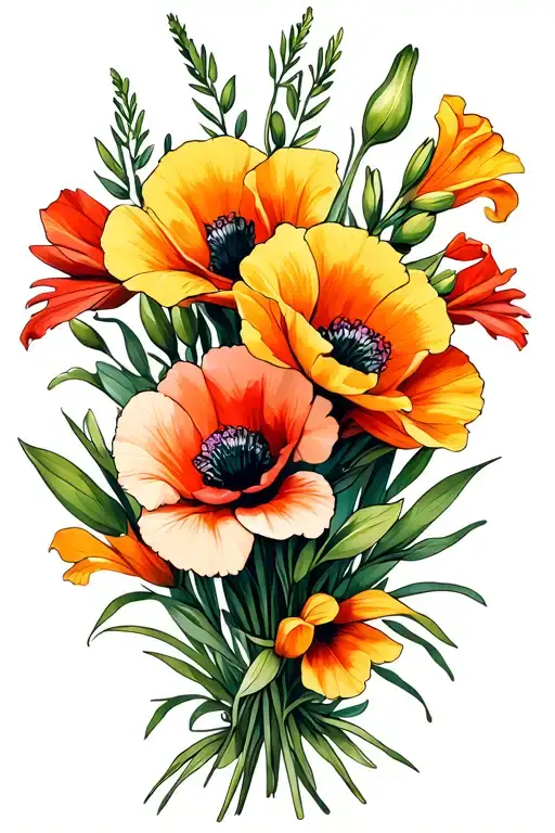 Gladiolus & Poppy Buket