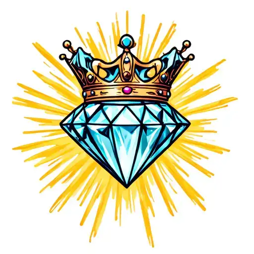 Diamond With Crown Hanging With Rays Coming From It