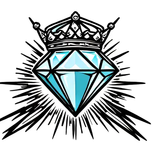 Diamond With Crown Hanging With Rays Coming From It