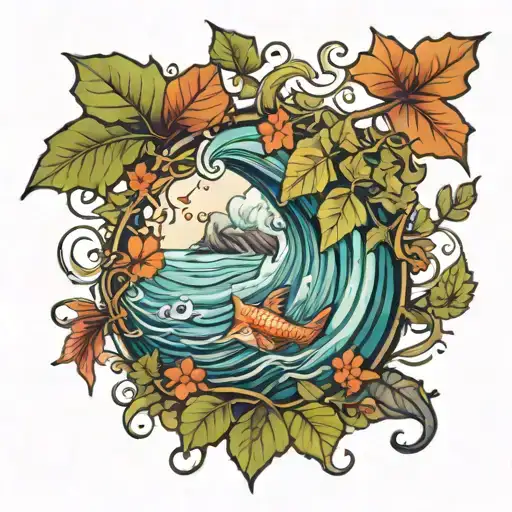 Sea And Ivy Leaves