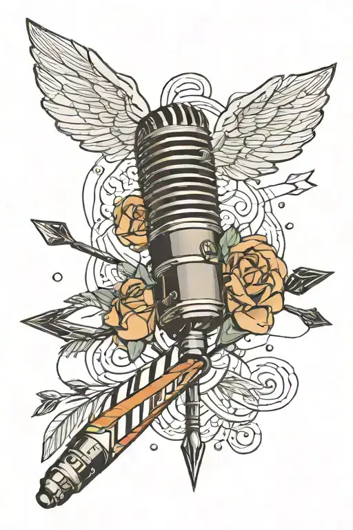 Microphone With 4 Arrows As Cords