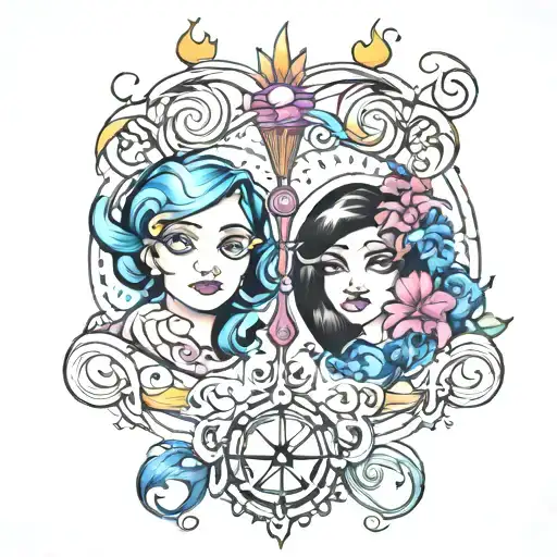 Libra And Pisces Together Tattoo Design
