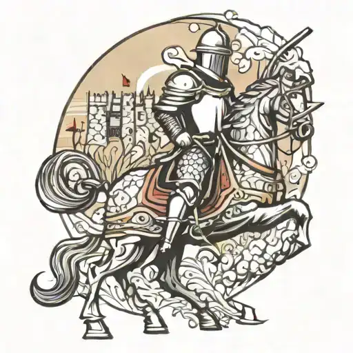 English Knight With Background Castle