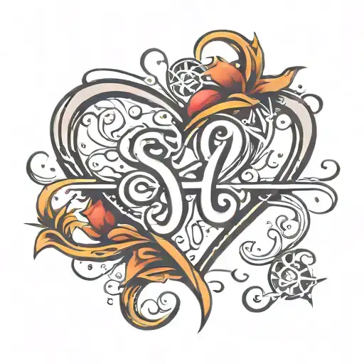 Star Heart Infinity Letter S H Calligraphy