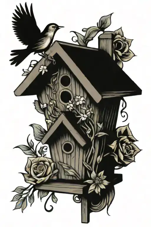 Birdhouse With Birds