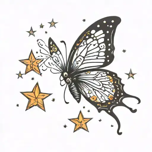 Single Butterfly With Stars And The Words Sky Full Of Stars