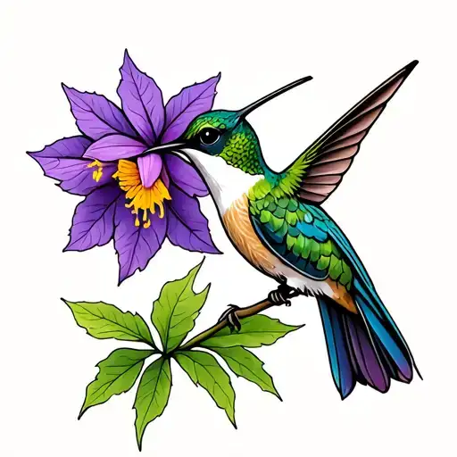 Purple Daffodil Maple Leaf Hummingbird