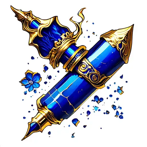 A Royal Blue Fountain Pen With Gold Cracks